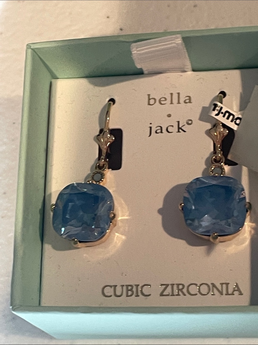 NIB Bella Jack Blue Cubic Zirconia Sparkle Earrings